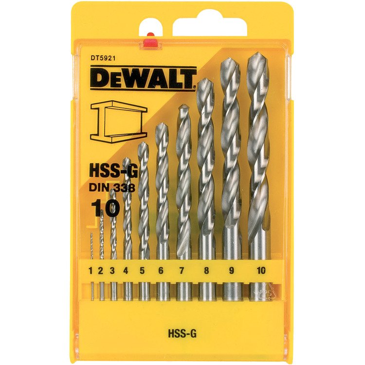 DEWALT 10-delige HSS-G DIN 338 Metaalboorcassette boorset