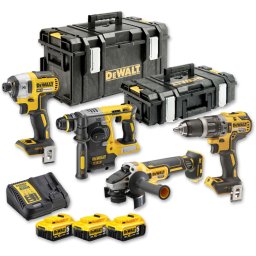 DEWALT 18V XR 4-Delige voordeelset DCK422P3-QW gereedschapsset 4x Accu gereedschap, 3× 5.0Ah accu's en lader, 2x koffer