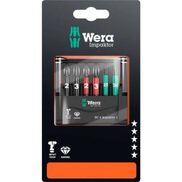 Wera Bit-Check 6 Impaktor 1 SB, 1/4", 6-delig bitset Diamant gecoat, extreem belastbaar